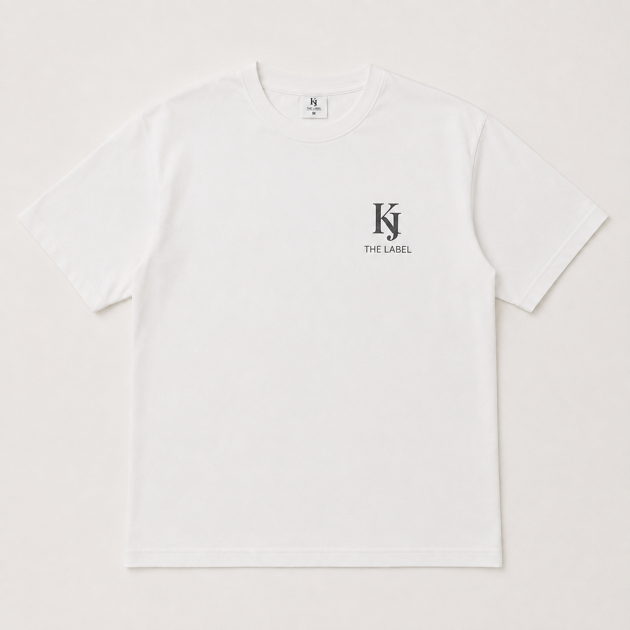 Ironed white KJ The Label Sunny Days T-shirt front studio view